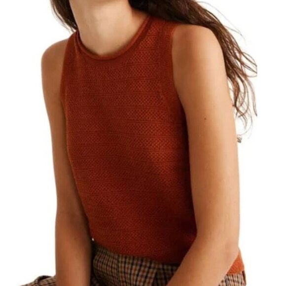 Madewell Sweaters - 🧡 Madewell "Norris" Burnt Orange Sleeveless Tank Cotton Crewneck Sweater | XL